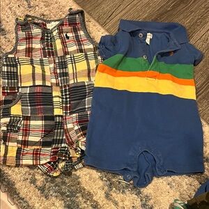 Polo Ralph Lauren Plaid and Striped Baby Rompers, size 3 months